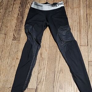 Nike Pro Black Leggings with Gray Waistband